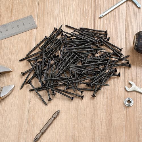 150 Pcs #8x2 Black Wood Screws for Cabinet Making, Wardrobe Assembly - size: #8x2"