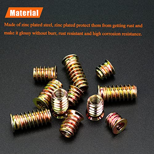 1/4-20 Threaded Inserts, Wood Inserts, Steel Threaded Inserts for Wood Furniture Screw, HELIFOUNER 140 Pieces 1/4"-20 x 10mm/15mm/20mm/25mm Threaded Inserts Kit with Hex Wrench - size: 1/4"-20 Assortment Kit