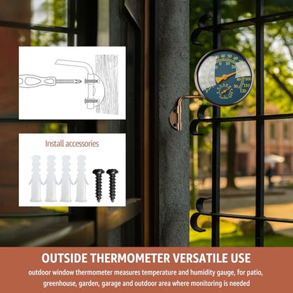 4" Outdoor Thermometer & Humidity Gauge, Brass Analog Dial