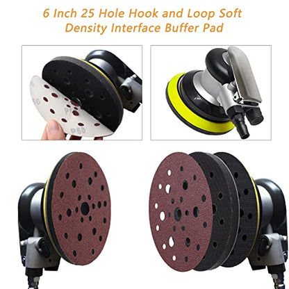 5 Pack 6 Inch 25 Holes Hook and Loop Interface Pads for Orbital Sander - size: 6 inch 25 Hole - 5 Pack