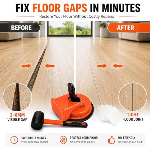 Floor Gap Fixer Tool, Suction Cup Floor Repair Kit with Rubber Mallet