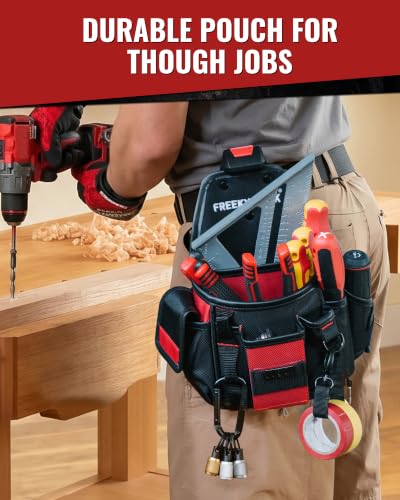 Heavy Duty Tool Belt with 2 Tool Pouches, Adjustable Work Belt for Electrician Carpenter DIYer, Men's Utility Pouch Combo Set for Construction