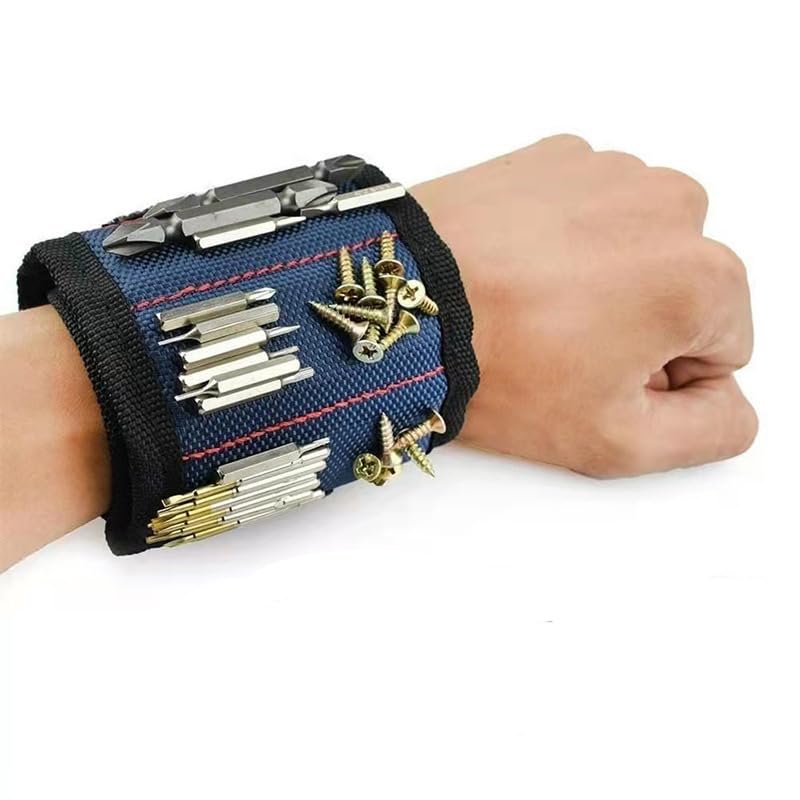 Magnetic Wrist Band with Self-adhesive, Tool Magnet Wrist Strap for Screws Screwdriver Hardware Storage (blue) - color: Blue