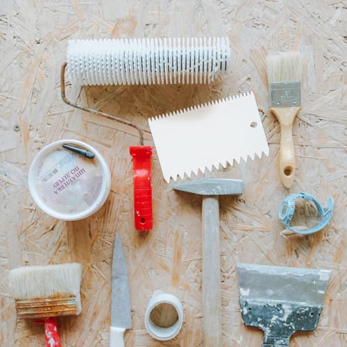 8Pcs Plastic Trowel Notched Glue Spreader Adhesive Spreader Reusable Scrapers Hardwood Flooring Spreader Notched Glue Applicator Kits Plastic Trowel Adhesive Barrier Spreader