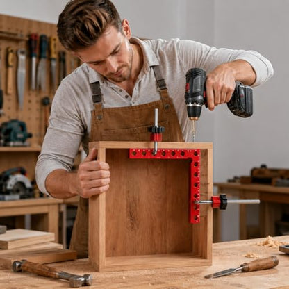 Corner Clamps for Woodworking, 8-Piece 90 Degree Right Angle Clamp Set with Storage Case, 4 x 5.5 in and 4 x 3.14 in Positioning Squares for Cabinets, Frames, Drawers and Boxes