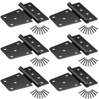 3.5inch Heavy Duty Strap Gate Hinges, Black Shed Door Hinges, Fence Gate Hinges Hardware Kit for Wooden Gates, Vinyl Fence, Barn Door, 6 Pcs