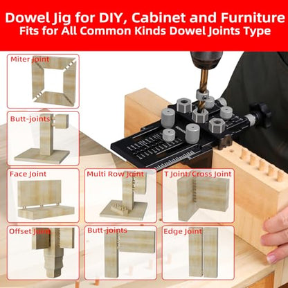 GOINGMAKE Dowel Jig Kit,Doweling Jig with Quick Positive Stop and Clamp