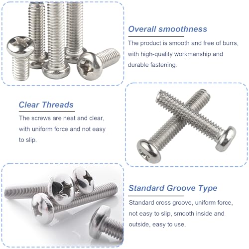 30Pcs M4-0.7 x 40mm Pan Head Phillips Machine Screws - size: M4 x 40mm