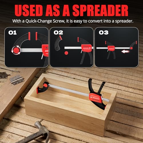 XINQIAO Bar Clamps for Woodworking 12 Inch (4) Wood Clamps Set, One-Handed Spreader with 150lbs for Stable and Reliable Fixing Solutions - size: 12IN 4PCS
