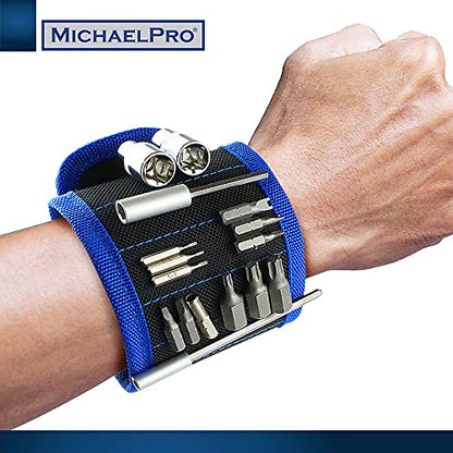 MichaelPro Magnetic Wristband for Screws, Nails and Drill Bits, Tool Belt with 15 Strong Magnets, Easy Hardware Access, Auto Repair & Construction Accessories, Ideal Gift for Men and Women - MP015001