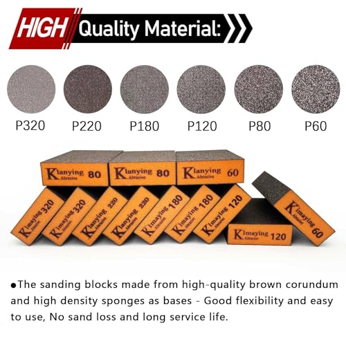 Sanding Sponge, 60-320 Grit Assortment Sanding Block, 20 Pack - size: 60-320grit,20PCS