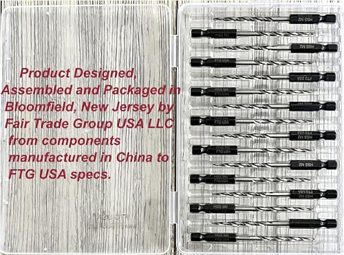 FTG USA 16Pc #6 (9/64") Replacement Countersink Drill Bit Set Tapered Bits - size: #6 (9/64"), style: 16 Bits w/o cutter