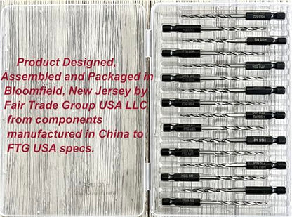 FTG USA 16Pc #6 (9/64") Replacement Countersink Drill Bit Set Tapered Bits - size: #6 (9/64"), style: 16 Bits w/o cutter