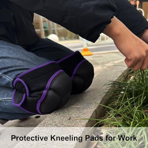 Men/Women Work Knee Pads with Adjustable Straps, Purple S (1 Pair) - color: Purple, size: Small