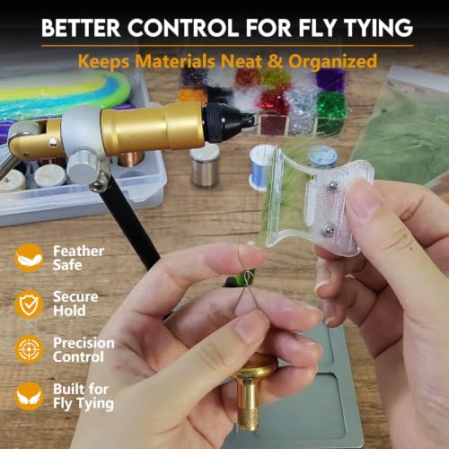 EUPHENG Smooth Flat Jaw CDC Feather Clips Fly Tying Hackle Clamp - size: 2pcs (S+M)
