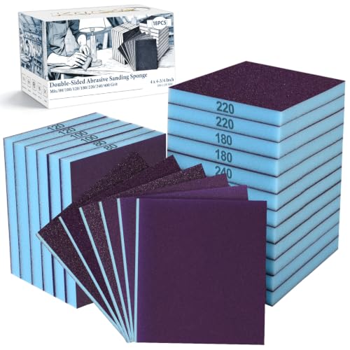 18 Pack Wet Dry Sanding Sponge Set, Mix Grit Foam Blocks Sandpaper - style: Mix Grit