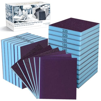 18 Pack Wet Dry Sanding Sponge Set, Mix Grit Foam Blocks Sandpaper - style: Mix Grit
