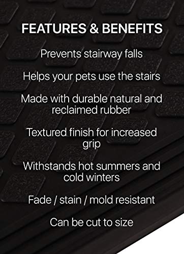 FINEHOUS Rubber Stair Treads Non-Slip Outdoor 42”x10” (5-Pack) – Anti-Slip Step Mat with Nosing - size: 42" X 10"