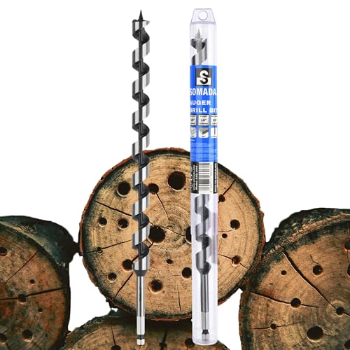 SOMADA 3/4" x 14" Auger Drill Bit for Wood, Ship Auger Hex Shank - size: 3/4"x14" Silver