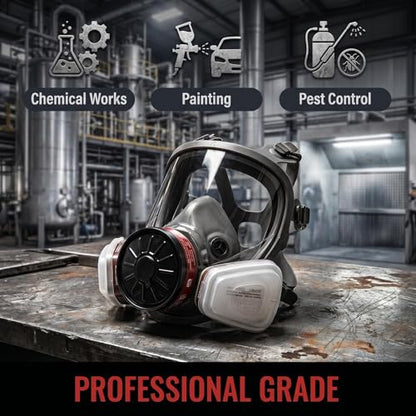 Reusable Full Face Gas mask Set, Full Face Respirator for Painting, Gas, Dust, Welding, Cutting, Spraying, DIY
