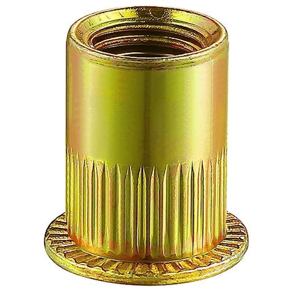 Wensilon Rivet Nut 5/16-18UNC 100Pcs Yellow Zinc Plated Finish Flat Head Rivnut Threaded Insert Nut Knurled Body - color: Yellow, size: 5/16-18