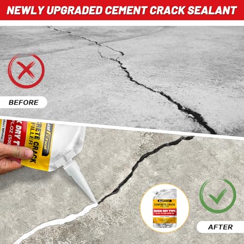 Concrete Crack Filler, Cement Crack Filler, Fast-Drying Crack Filler, Self-Leveling Caulking Sealan Effectively Repairs Cracks in Driveways, Sidewalks, Patios, and Window Sills (3 Pack - 3.3LB) - style: 3 Pack - 3.3LB