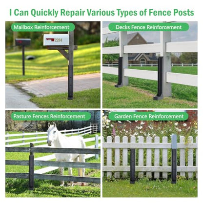 4 Pack Fence Post Repair Kit,Heavy Duty Fence Post Anchor Ground Stakes,Can Quickly Repair Various Types of Fence Posts