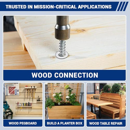 1/4 x 1 Hex Head Lag Screws Bolts with Flat Washers (20 Sets), 304 Stainless Steel 18/8, Full Thread, Deck Screws, Heavy Duty Hex Head Wood Lag Screws, Fayeploo - size: 1/4 x 1"