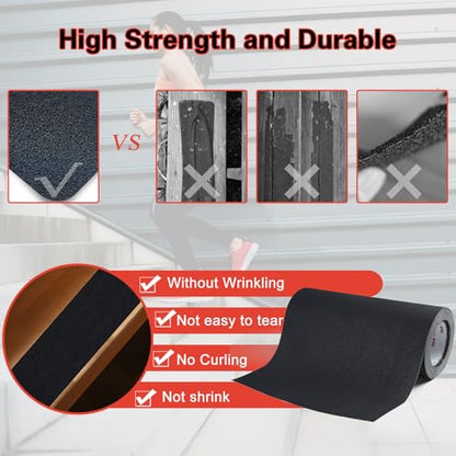 S&X Anti Slip Tape 12in x 33ft Grip Tape for Stairs & Floors, Black - size: 12 inches x 33 feet