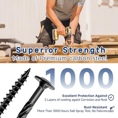 50Pcs Lag Screws #14 x4 Structural Wood Screw Heavy Duty Construction Screw Star Drive Rust Resistant Washer Head Black Coated for Exterior Wood/Lag/Timber Screws with T30 Star Bit - size: 4 Inch