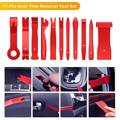 GOOACC 40Pcs Trim Removal Tool,Auto Terminal Removal Key Tool,Auto Clip Pliers Stereo Removal Tools,Car Upholstery Repair Removal Kit,Precision Hook and Pick Set,Wiring Threader,Car Film Scraper - color: Red