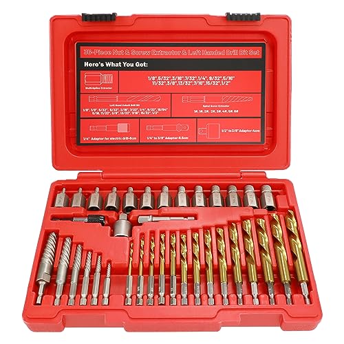 40Pcs Screw Extractor Set Left Hand Drill Bit Set with Hex Adapter - size: 40Pcs