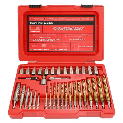 40Pcs Screw Extractor Set Left Hand Drill Bit Set with Hex Adapter - size: 40Pcs