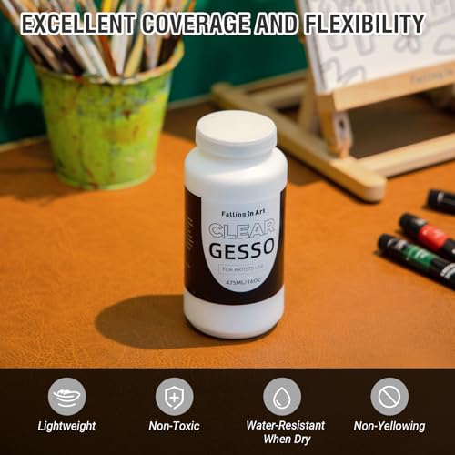 Falling in Art 16 Oz Clear Gesso Primer for Acrylic & Oil Paints - color: Clear