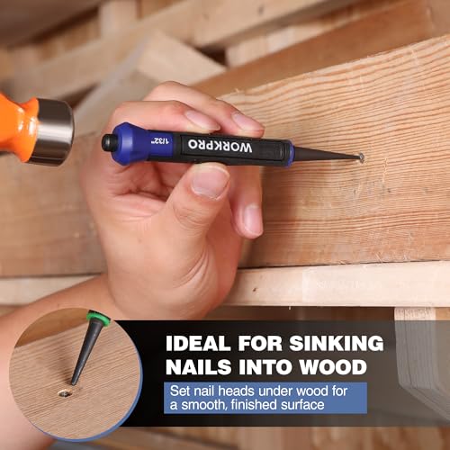 WORKPRO 3-Piece Nail Punch Set, Includes 1/32", 1/16", 3/32" Nail Setter