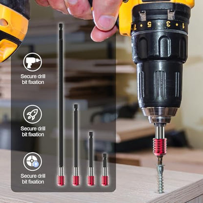 4PCS Magnetic Bit Holder Set – 1/4" Hex, 2"-12" Lengths