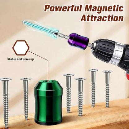 Magnetic Screw Ring, 1/4", for Use with Electric Drills, 6PCS - color: Blue Purple Green Gray Yellow Red