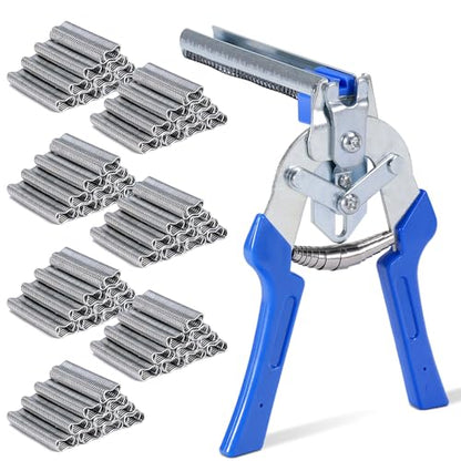 Type M Hog Nail Ring Pliers Kit with 4200pcs M Hog Rings for Wire Cage Building, Wire Net Panel Fence Fastening (Pliers with 4200pcs Rings)