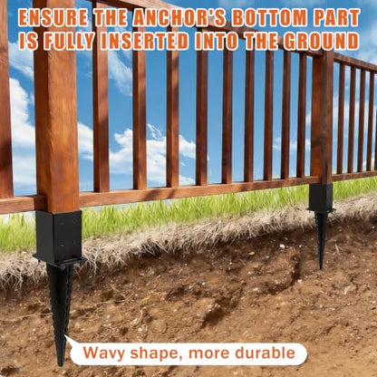 4 Pcs 22" 4"x4" Fence Post Anchor Ground Spike (Fit 3.6"x3.6") Post - size: 4 Pcs