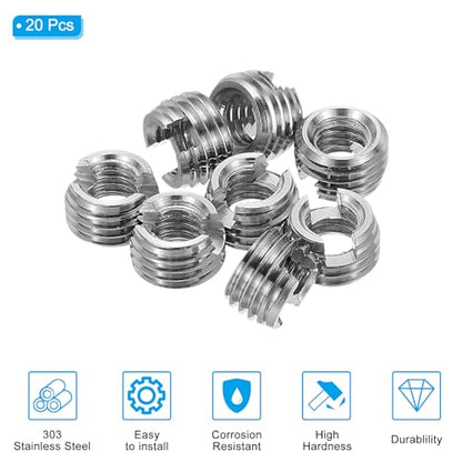 PATIKIL Self-Tapping Threaded Inserts, 20 Pcs M4 x M6.5 x 4mm 303 Stainless Steel Thread Adapter Reducer Slotted Screw Repair Inserts Nuts Sleeve - size: M4 x M6.5 x 4mm
