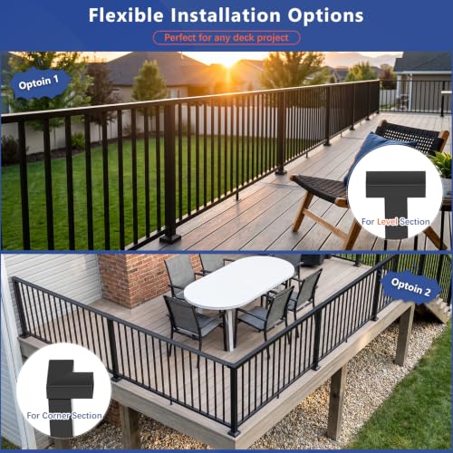 Modular 36 in. H x 6 ft. W Aluminum Deck Railing Kit, Porch Railing - color: Level 6ft - 4 panel 0 Post