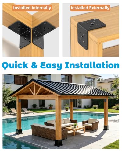 Heavy Duty L Bracket , 4x4x3.5 Brackets for Wood Black-4PCS