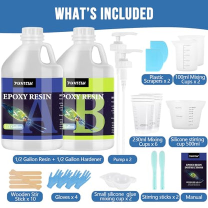 Epoxy Resin 1 Gallon - Crystal Clear Epoxy Resin Kit - Self-Leveling, High-Glossy, No Yellowing, No Bubbles Casting Resin Perfect for Crafts, Table Tops, DIY 1:1 Ratio - color: clear