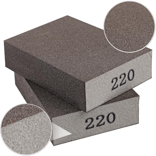 Romeda 8-Pack Sandpaper Block, 220 Grits Washable and Reusable Handmade Sanding Sponge, Drywall Sandpaper Blocks for Wooden Drywall Sheetrock and Metal Glazing - color: 220 Grits, size: 8-Pack