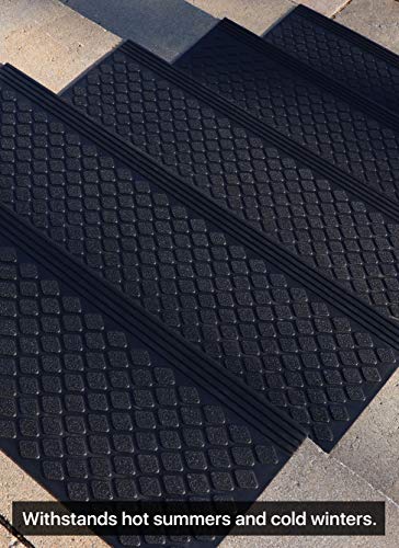 FINEHOUS Rubber Stair Treads Non-Slip Outdoor 42”x10” (5-Pack) – Anti-Slip Step Mat with Nosing - size: 42" X 10"