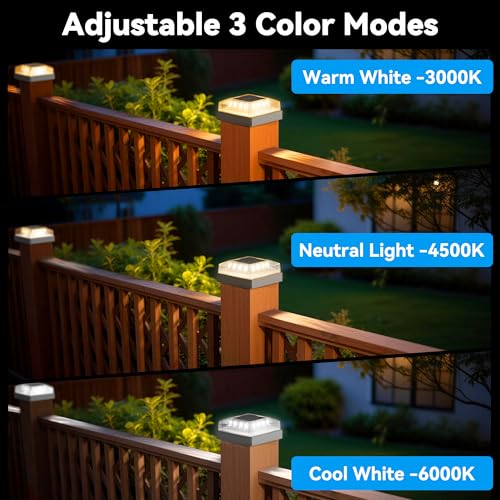 Solar Post Cap Lights for 4x4 Wood/Vinyl Fence Posts, 12-Pack - color: Black, size: 12 Pack