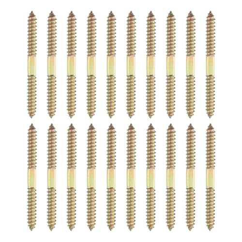 MECCANIXITY 20 Pcs Double Ended Screws, M8 x 90 mm Carbon Steel Hanger Bolts, Self-Tapping Wood Dowel Screws for Wood Joint Furniture, Color Zinc - size: M8 x 90 mm