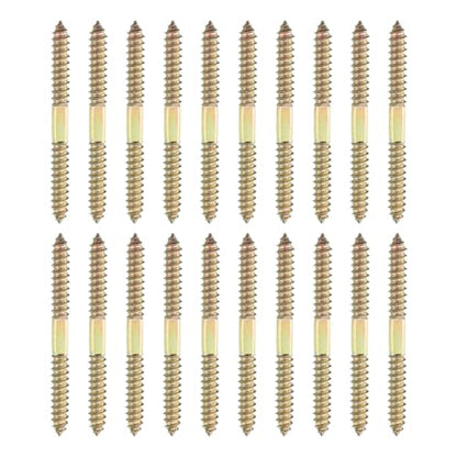 MECCANIXITY 20 Pcs Double Ended Screws, M8 x 90 mm Carbon Steel Hanger Bolts, Self-Tapping Wood Dowel Screws for Wood Joint Furniture, Color Zinc - size: M8 x 90 mm