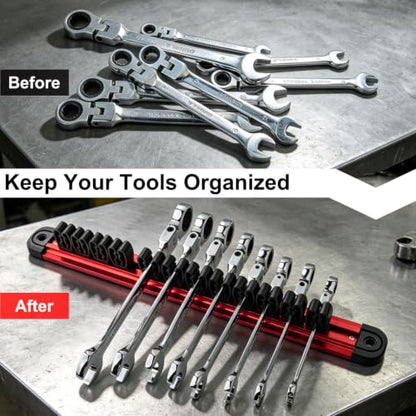 Gunpla Magnetic Screwdriver Organizer and Wrench Organizer, 36-Slot Screwdriver and Wrench Holder Aluminum Rail Tool Organizer, Tool Holder, Toolbox Organization, 3PCS