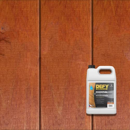 DEFY Essential Semi-Transparent Outdoor Wood Stain and Sealer in One, 1 Gallon, Redwood - Wood Sealer Outdoor Waterproof Deck Stain - color: Redwood